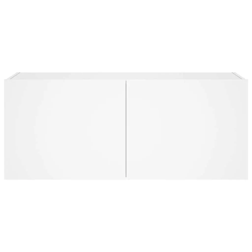TV Wall Cabinet with RGB LED Lights White Floating Media Unit Storage