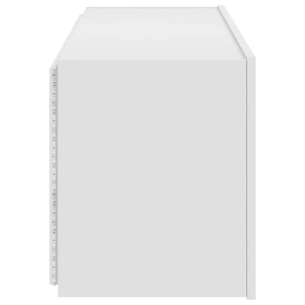 TV Wall Cabinet with RGB LED Lights White Floating Media Unit Storage