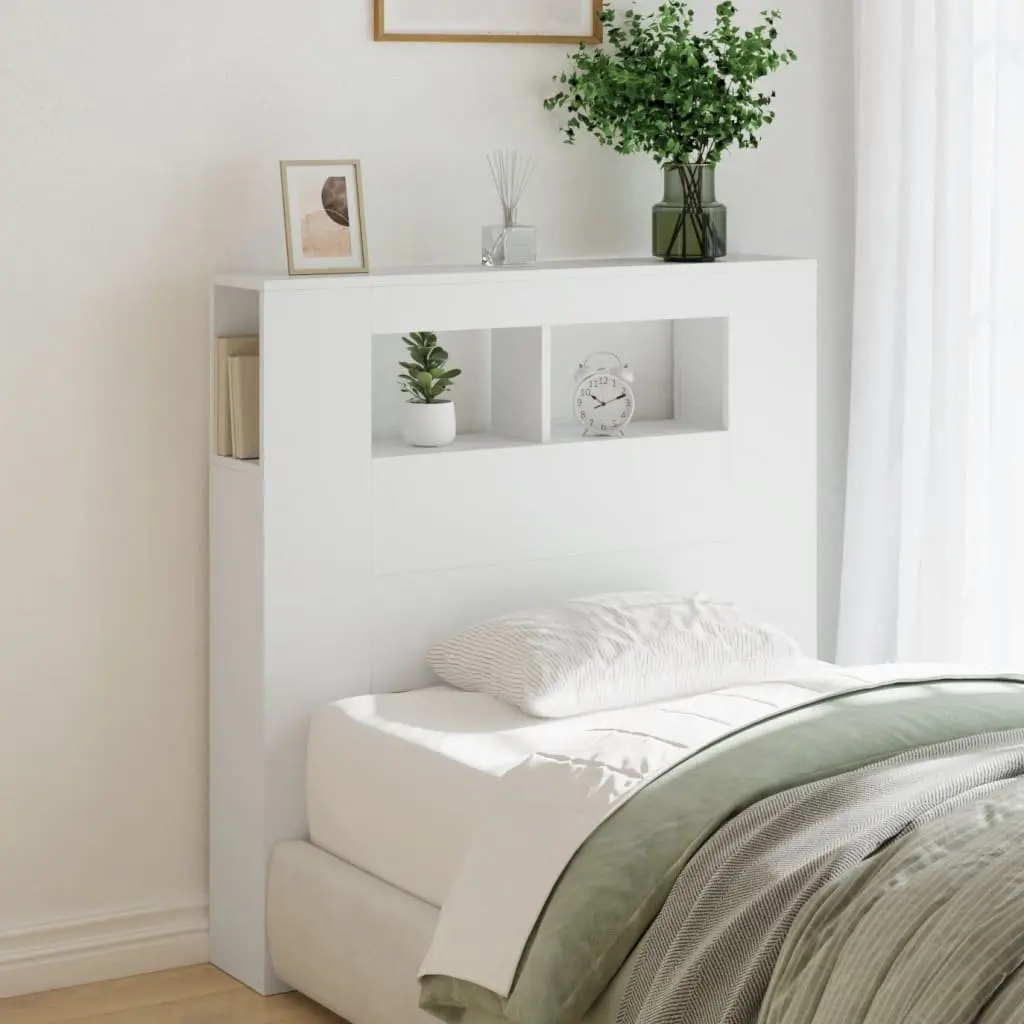 LED Headboard White 100cm Bedroom Engineered Wood RGB Lights Wall Mount
