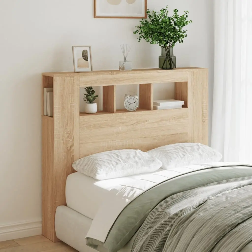 LED Headboard Bedroom Furniture 120cm Engineered Wood Brown