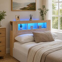 Practical Brown LED Headboard 140 cm with RGB Lighting