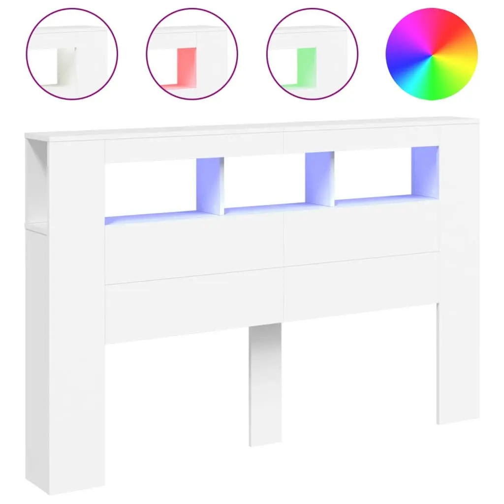 LED Headboard 160cm White Engineered Wood Modern Bedroom Furniture Stylish