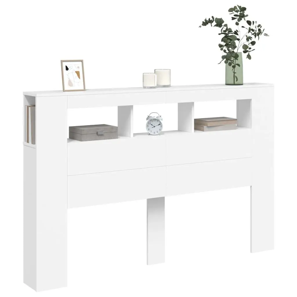LED Headboard 160cm White Engineered Wood Modern Bedroom Furniture Stylish