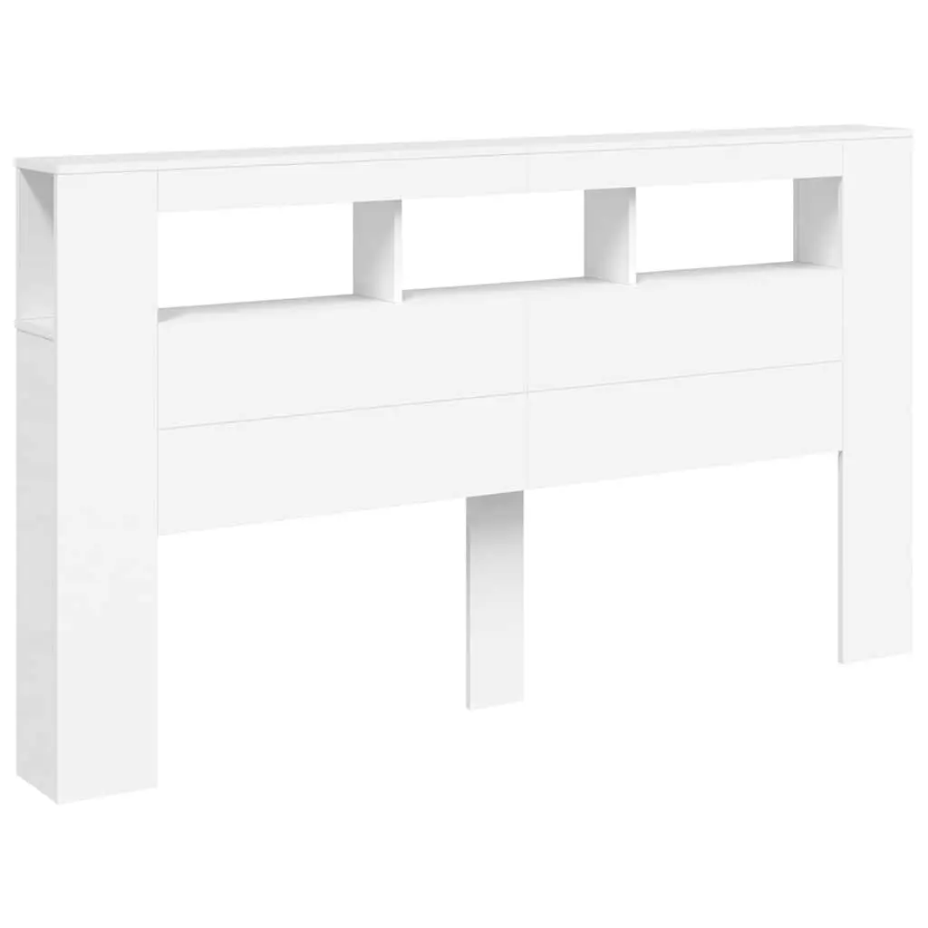 LED Headboard White 180cm Modern Bedroom Engineered Wood RGB Lights Storage Top
