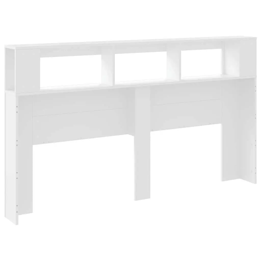 LED Headboard White 180cm Modern Bedroom Engineered Wood RGB Lights Storage Top