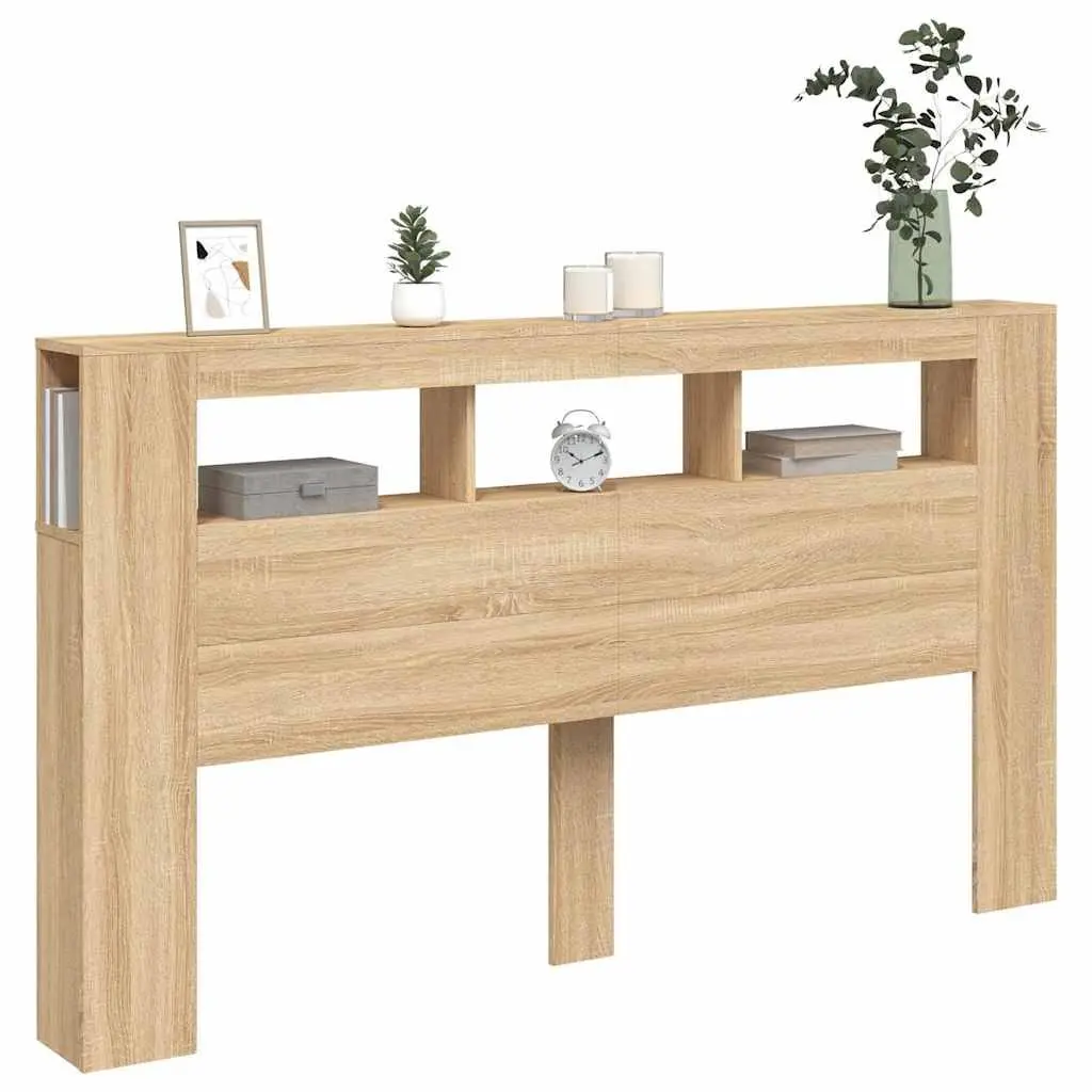 LED Headboard Bedroom Furniture 180cm Brown Engineered Wood with RGB Lights