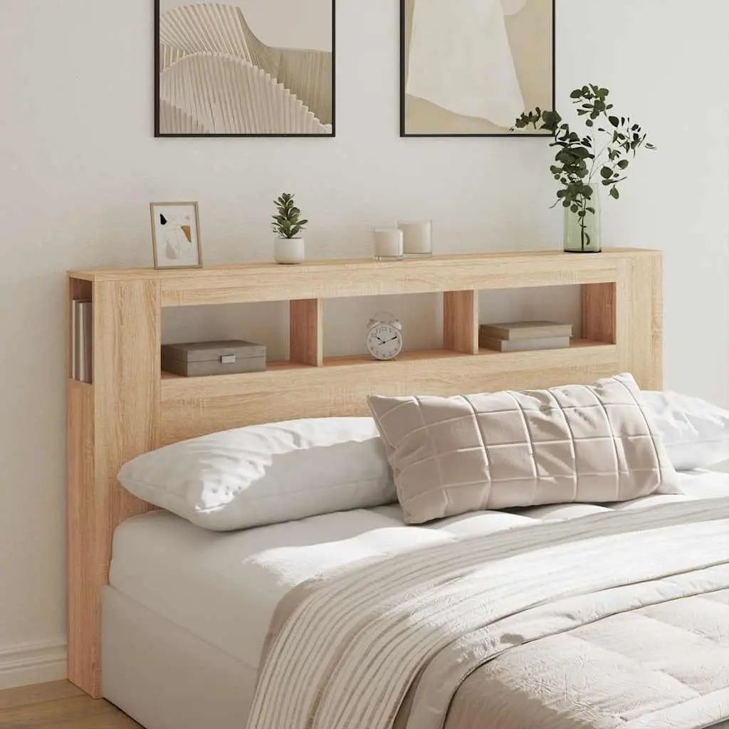 LED Headboard Bedroom Furniture 180cm Brown Engineered Wood with RGB Lights