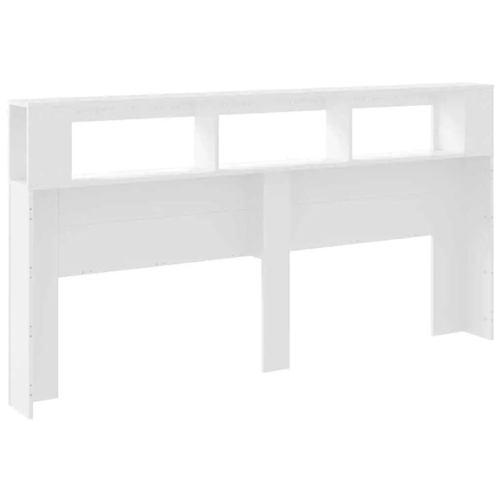 LED Headboard White 200cm Engineered Wood Bed Frame Modern Bedroom Furniture