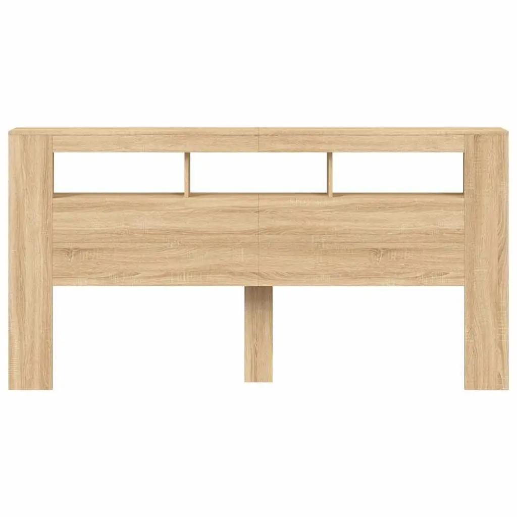 LED Headboard 200cm Engineered Wood Brown Bedroom with RGB Lights Storage