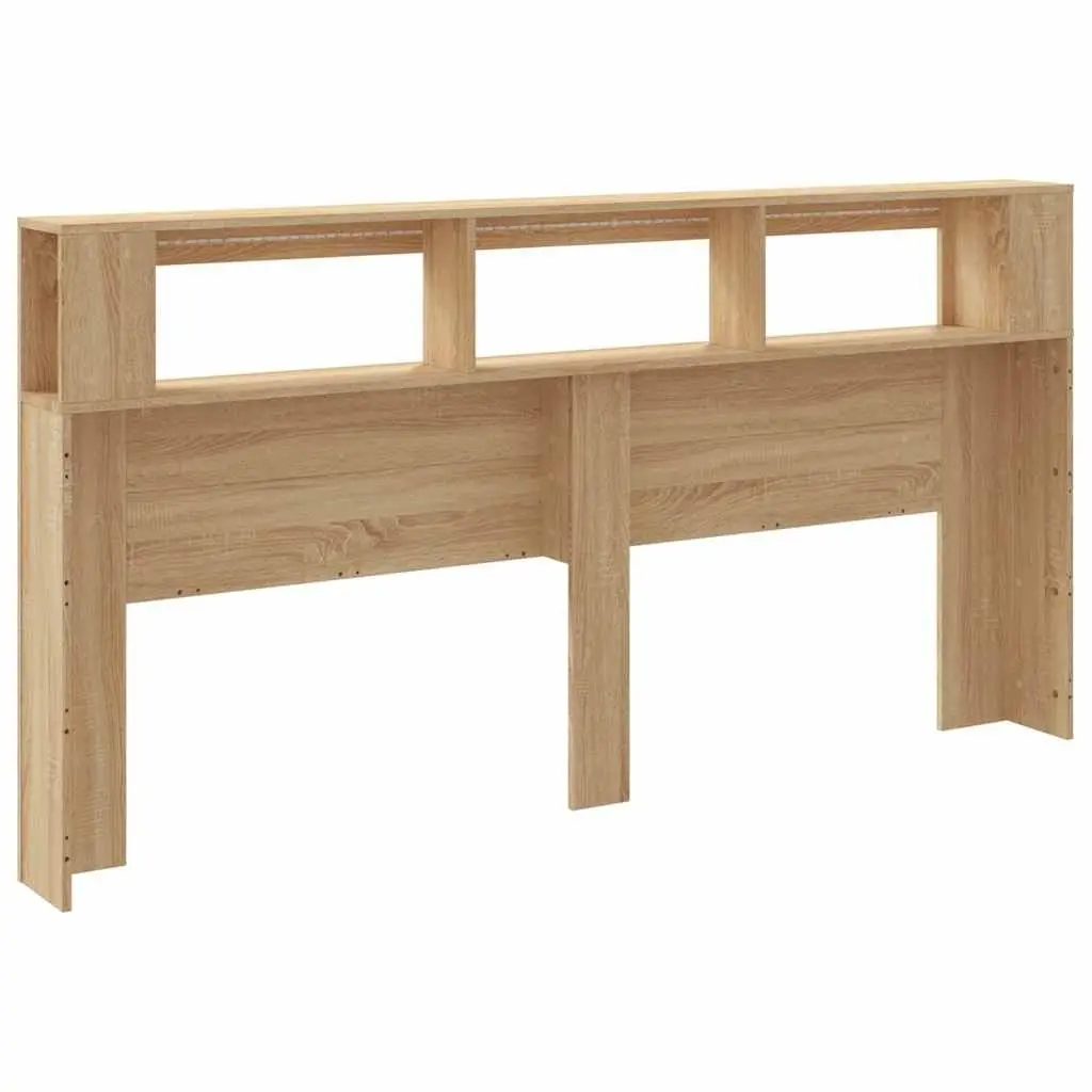 LED Headboard 200cm Engineered Wood Brown Bedroom with RGB Lights Storage