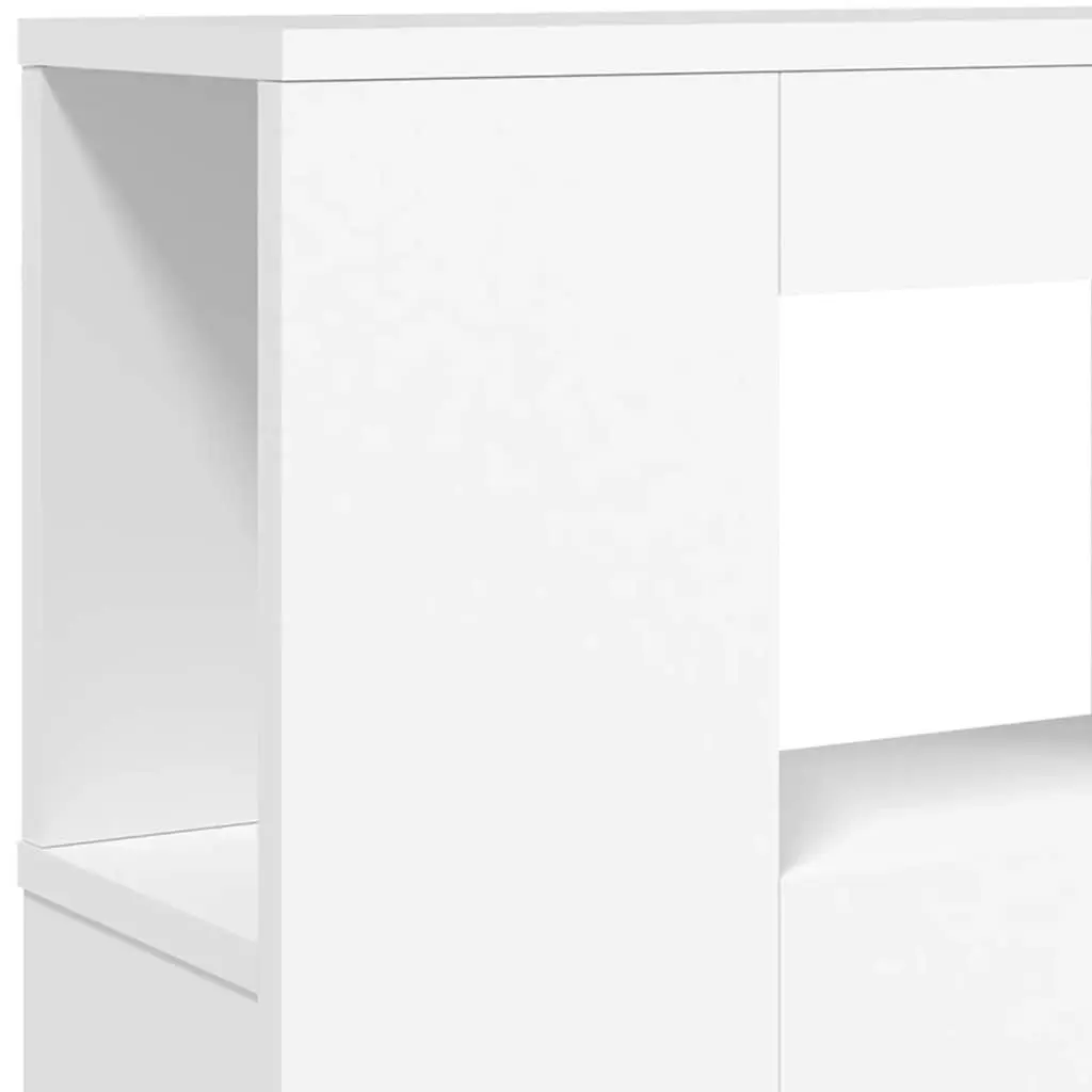 LED Headboard 220 cm White Modern Bedroom Engineered Wood RGB Lighting Storage