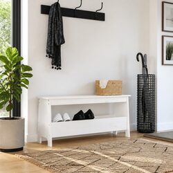 Practical White Hall Bench with Ample Storage Options