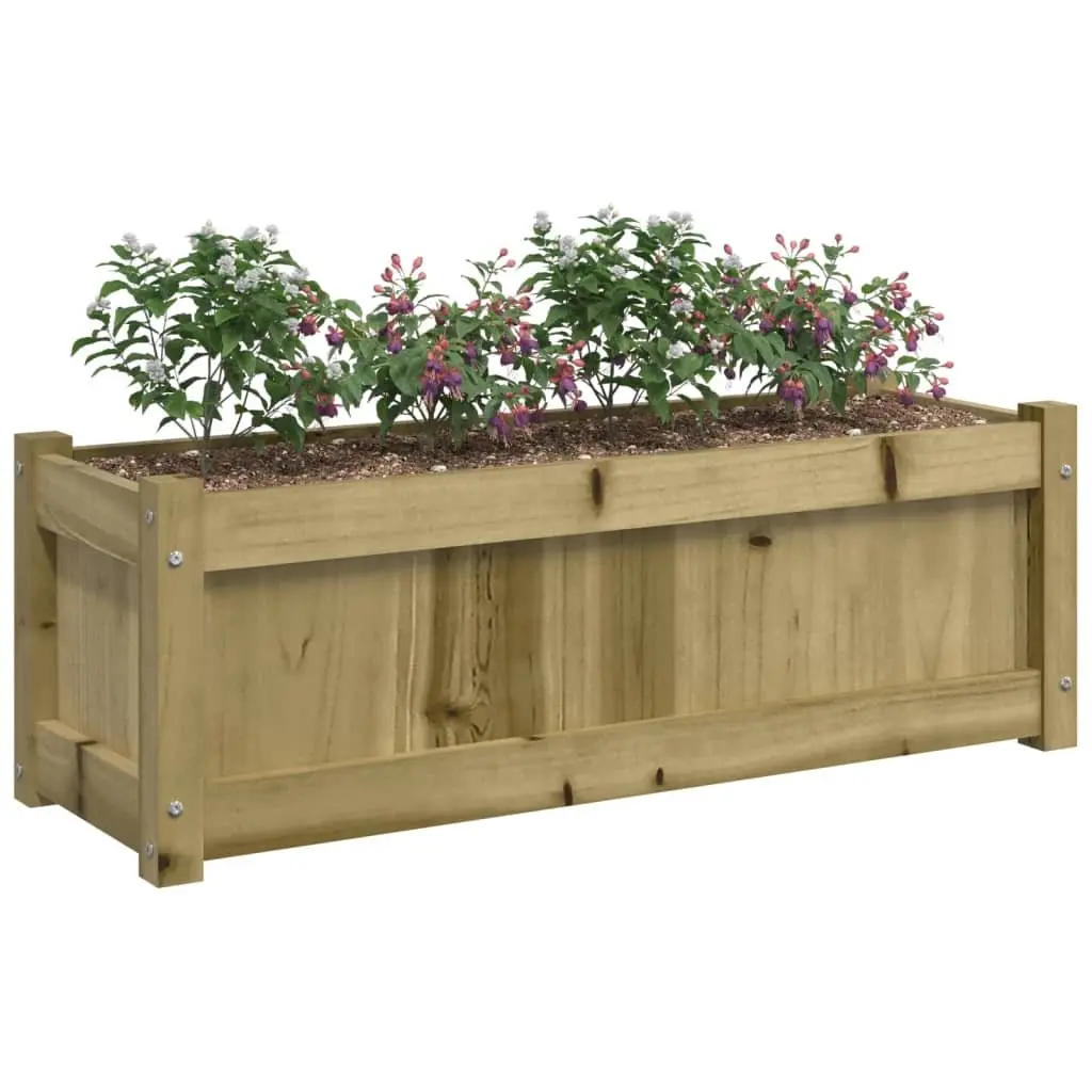 Wooden Planters Outdoor Garden Decor 2 Piece Set Brown Impregnated Pine Flower Pot Box