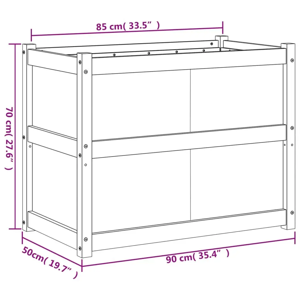 Garden Planter Box Outdoor Use 90x50x70cm Brown Impregnated Pine Wood