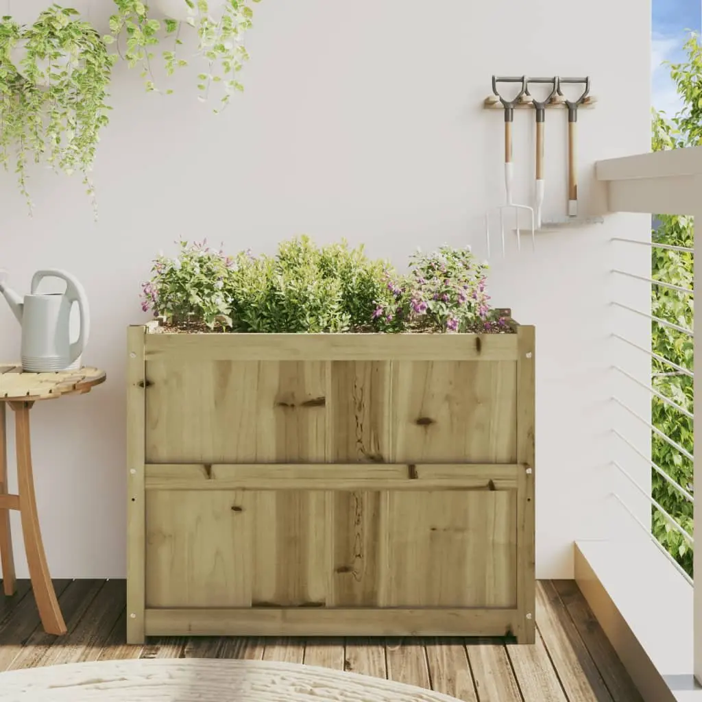 Garden Planter Box Outdoor Use 90x50x70cm Brown Impregnated Pine Wood