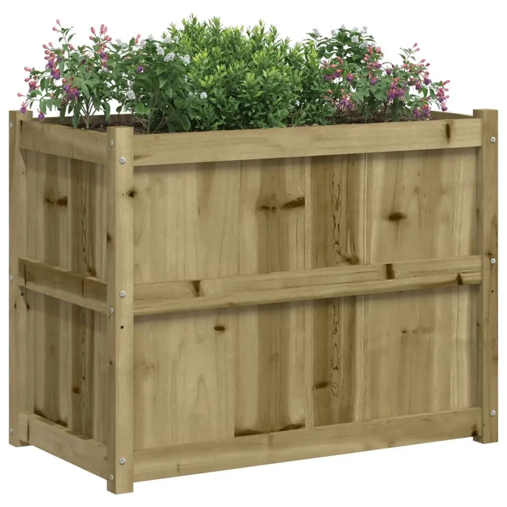 Garden Planter Box Outdoor Use 90x50x70cm Brown Impregnated Pine Wood