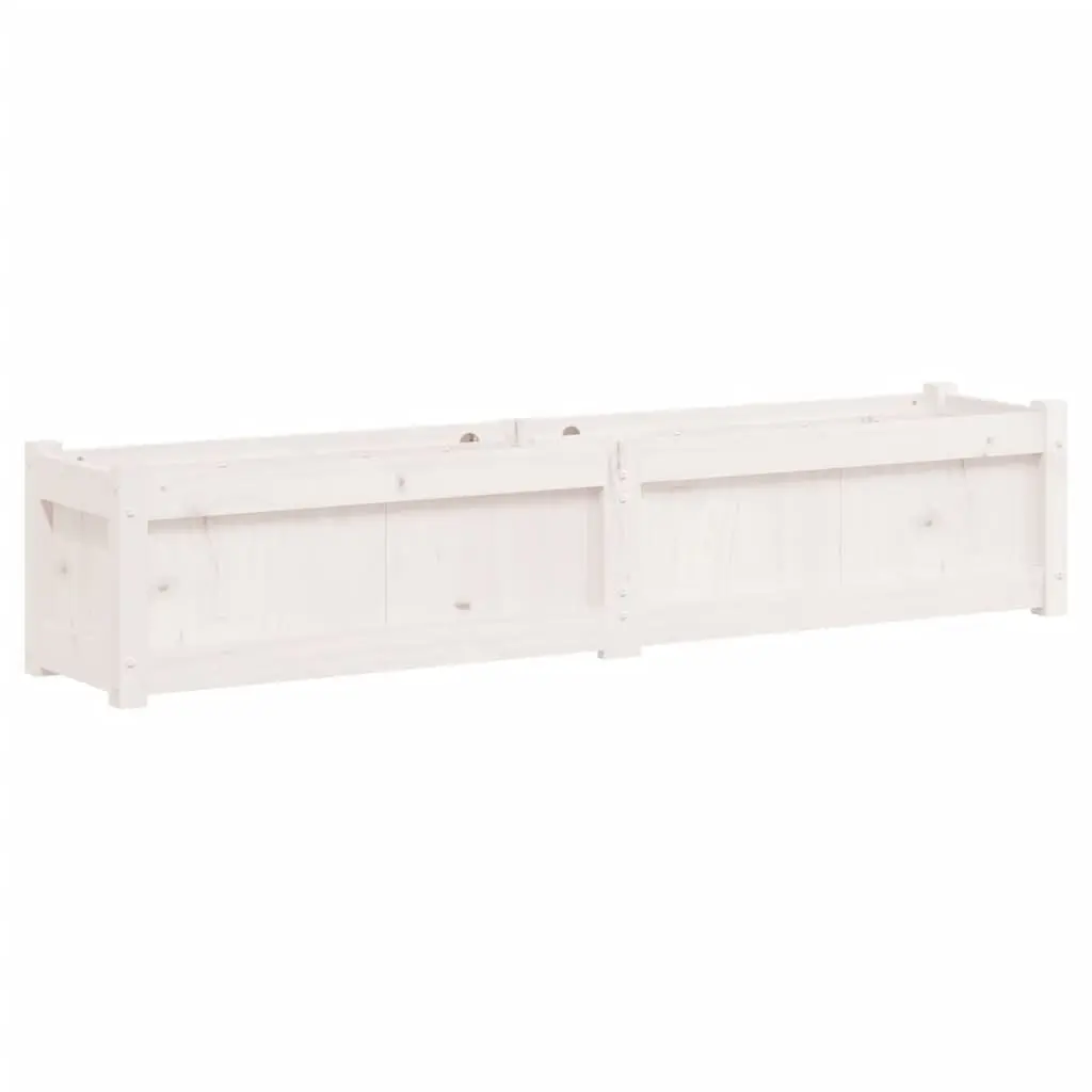 Garden Planter Box Outdoor Vegetable Flower 150 x 31 x 31 cm White Solid Pine Wood