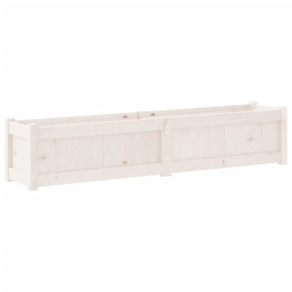 Garden Planter Box Outdoor Vegetable Flower 150 x 31 x 31 cm White Solid Pine Wood
