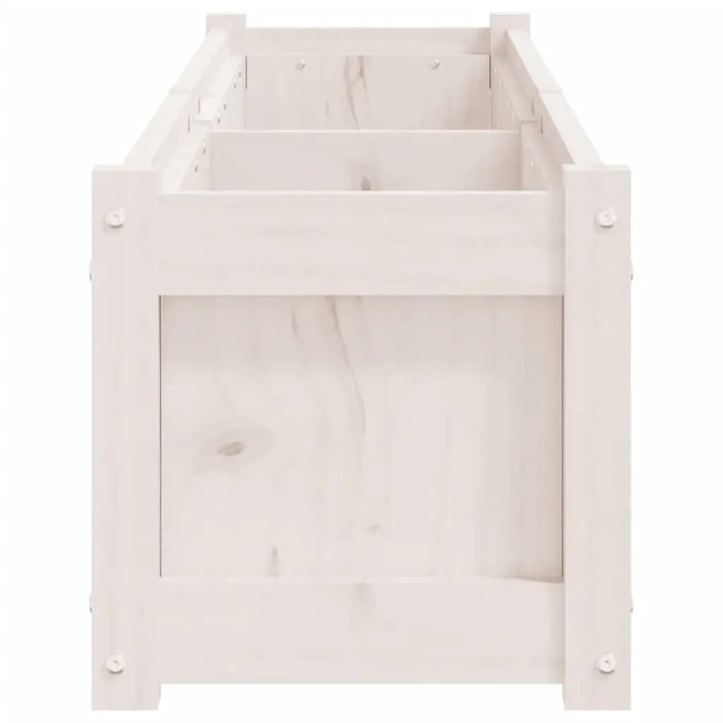 Garden Planter Box Outdoor Vegetable Flower 150 x 31 x 31 cm White Solid Pine Wood