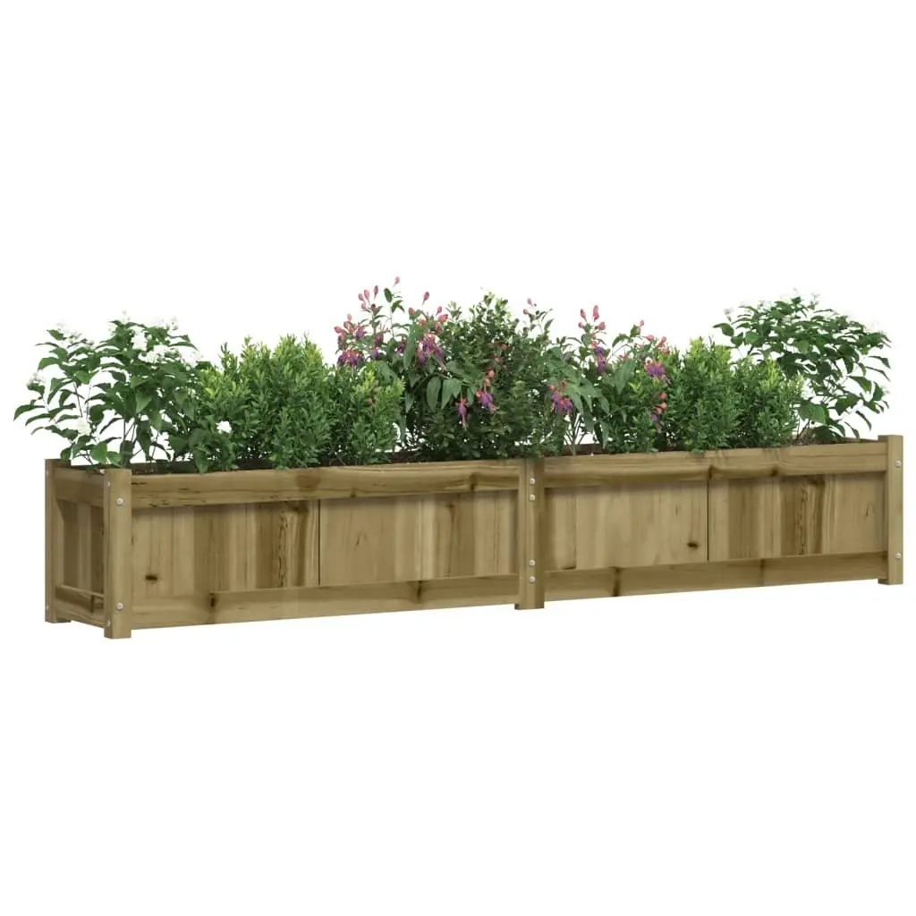 Garden Planters Outdoor Flower Pot Decor 2 Piece Brown Impregnated Pine Wood