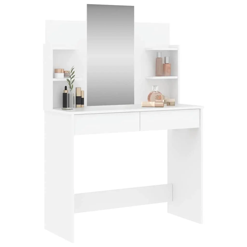 Dressing Table with Mirror White Bedroom Vanity Unit Storage Drawers Shelves