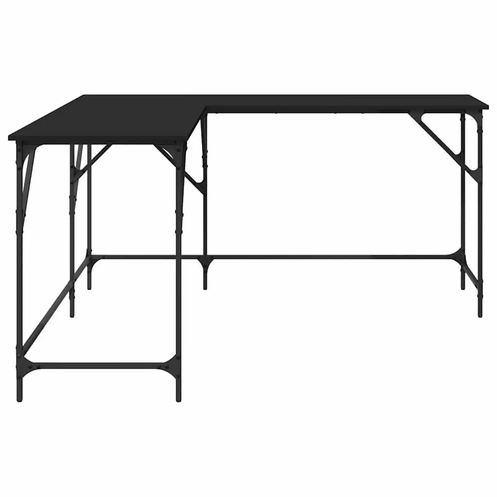 L-Shaped Office Desk Black Computer Workstation Corner Writing Table