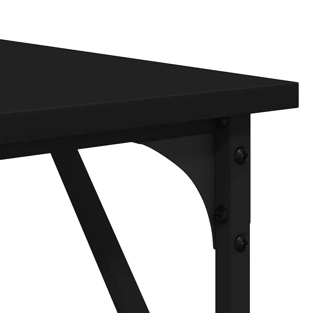L-Shaped Office Desk Black Computer Workstation Corner Writing Table