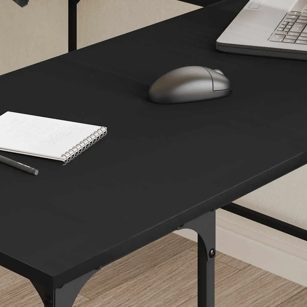 L-Shaped Corner Desk with Storage Shelves