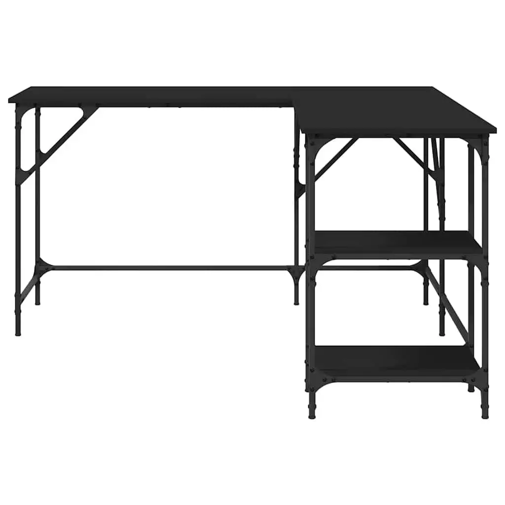 L-Shaped Corner Desk with Storage Shelves