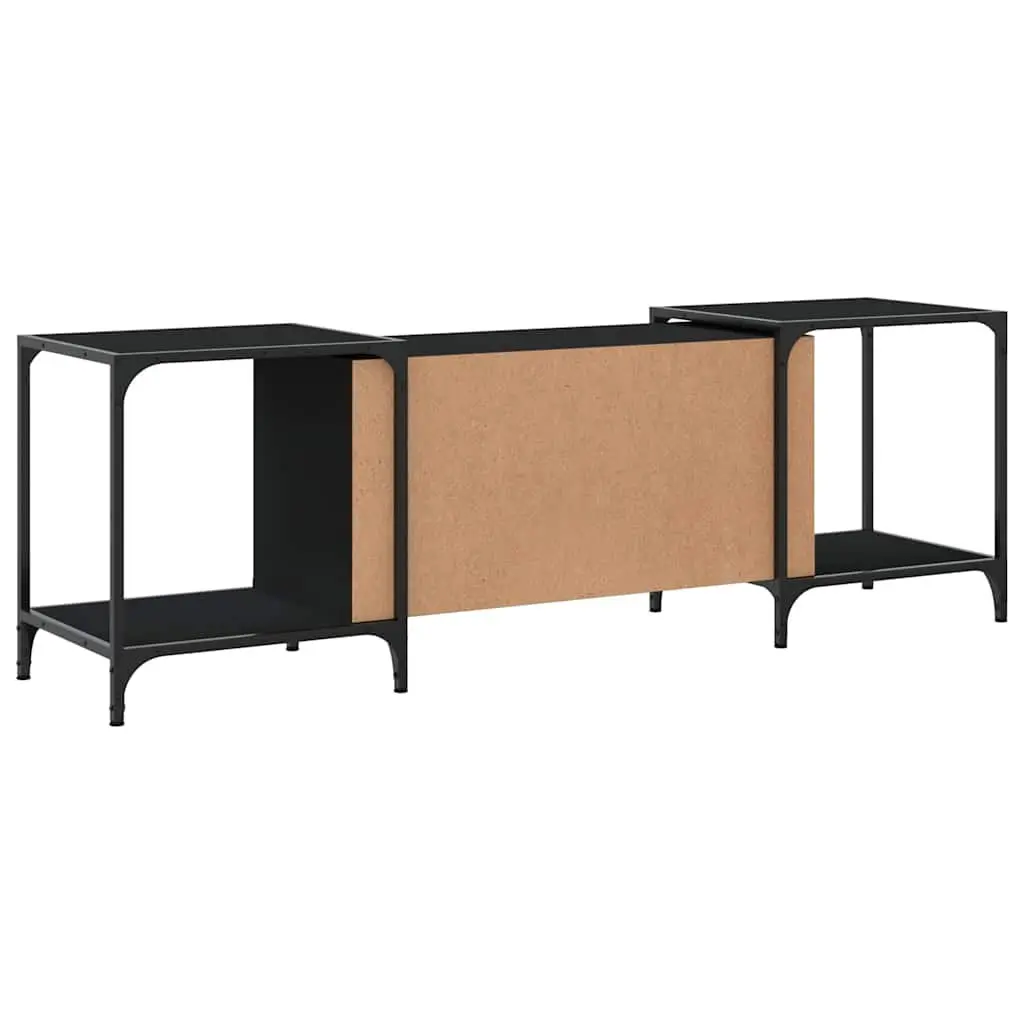 TV Cabinet Black Engineered Wood Media Stand Unit Storage Console 153 x 37 x 50 cm