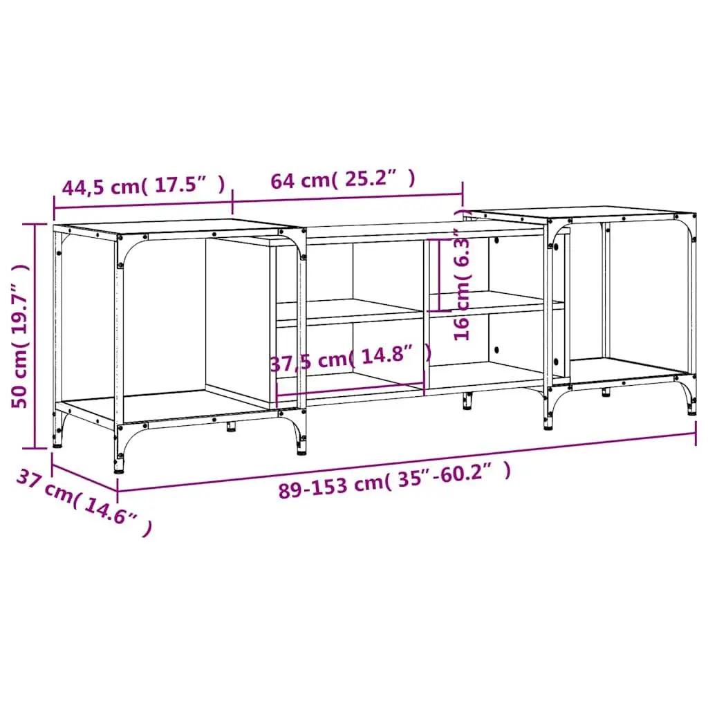 TV Cabinet Black Engineered Wood Media Stand Unit Storage Console 153 x 37 x 50 cm