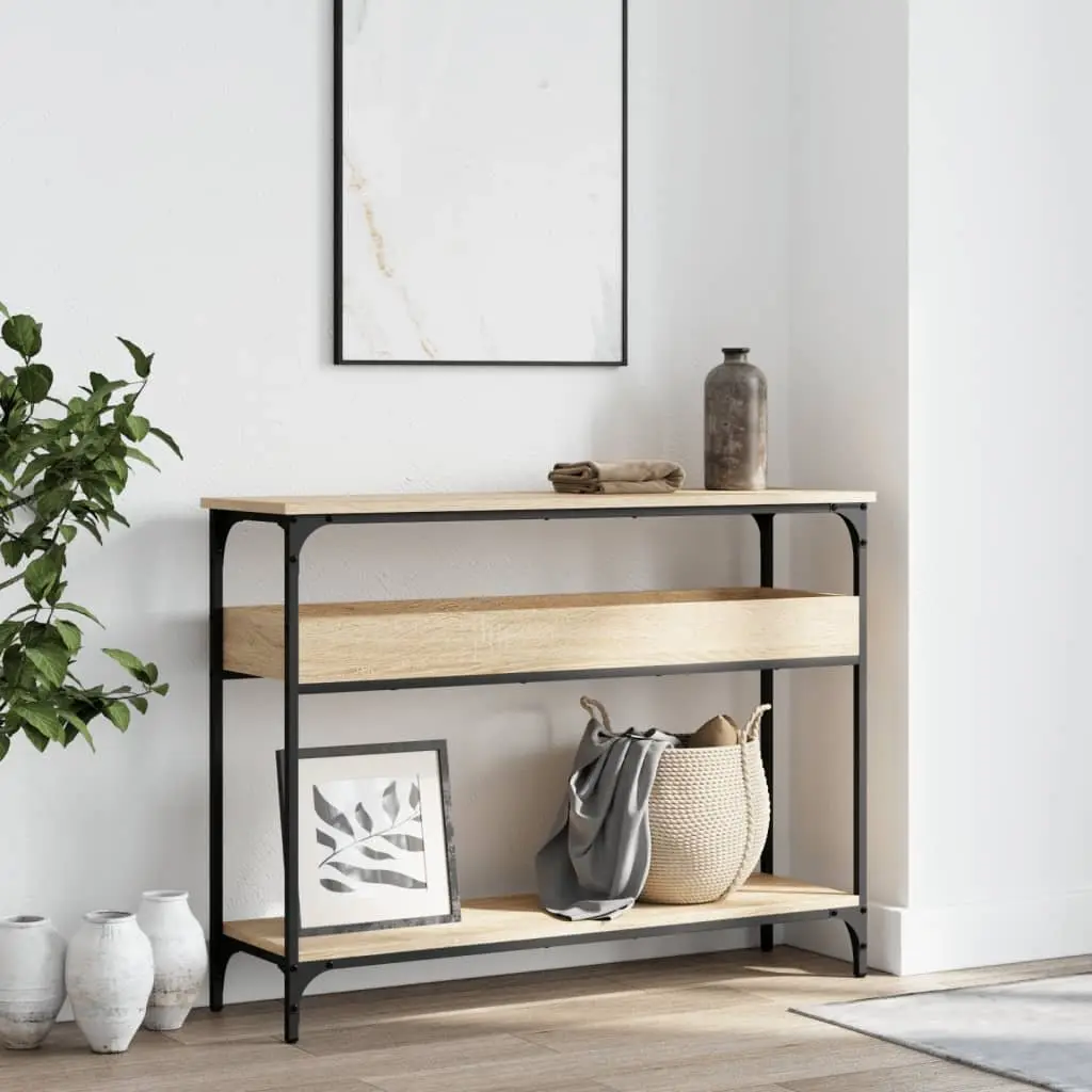 Console Table with Shelf Sonoma Oak Brown Engineered Wood Hallway Entryway
