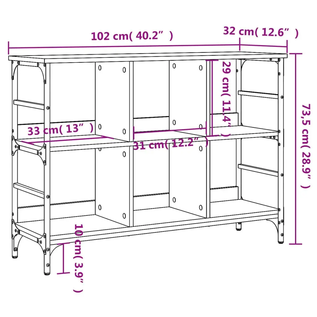 Sideboard Storage Cabinet 102x32x73.5 cm Brown Engineered Wood