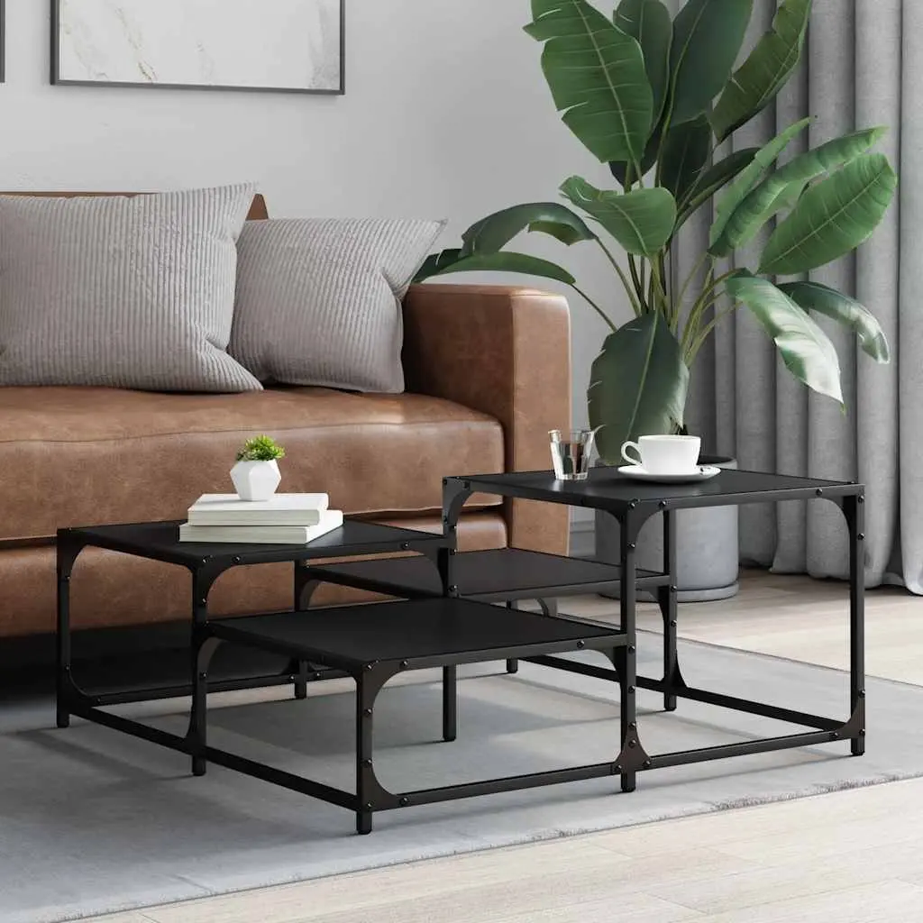Square Coffee Table Living Room Accent Furniture 87.5cm Black