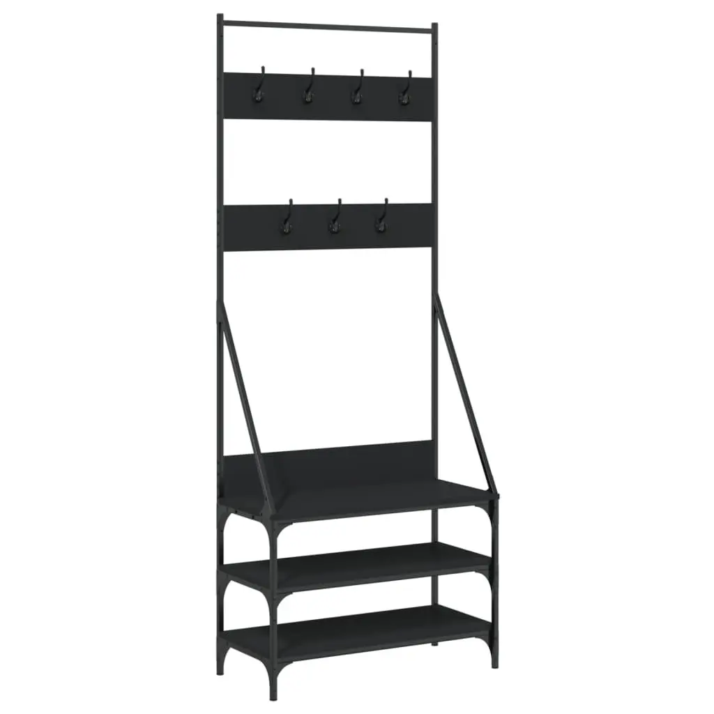 Clothes Rack Shoe Storage Organiser Garment Stand Black 72x34x184 cm