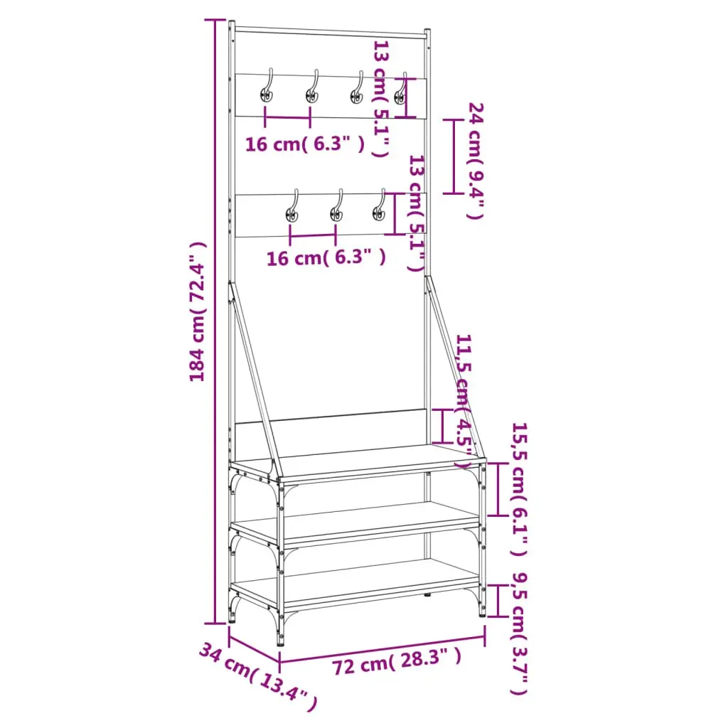 Clothes Rack Shoe Storage Organiser Garment Stand Black 72x34x184 cm