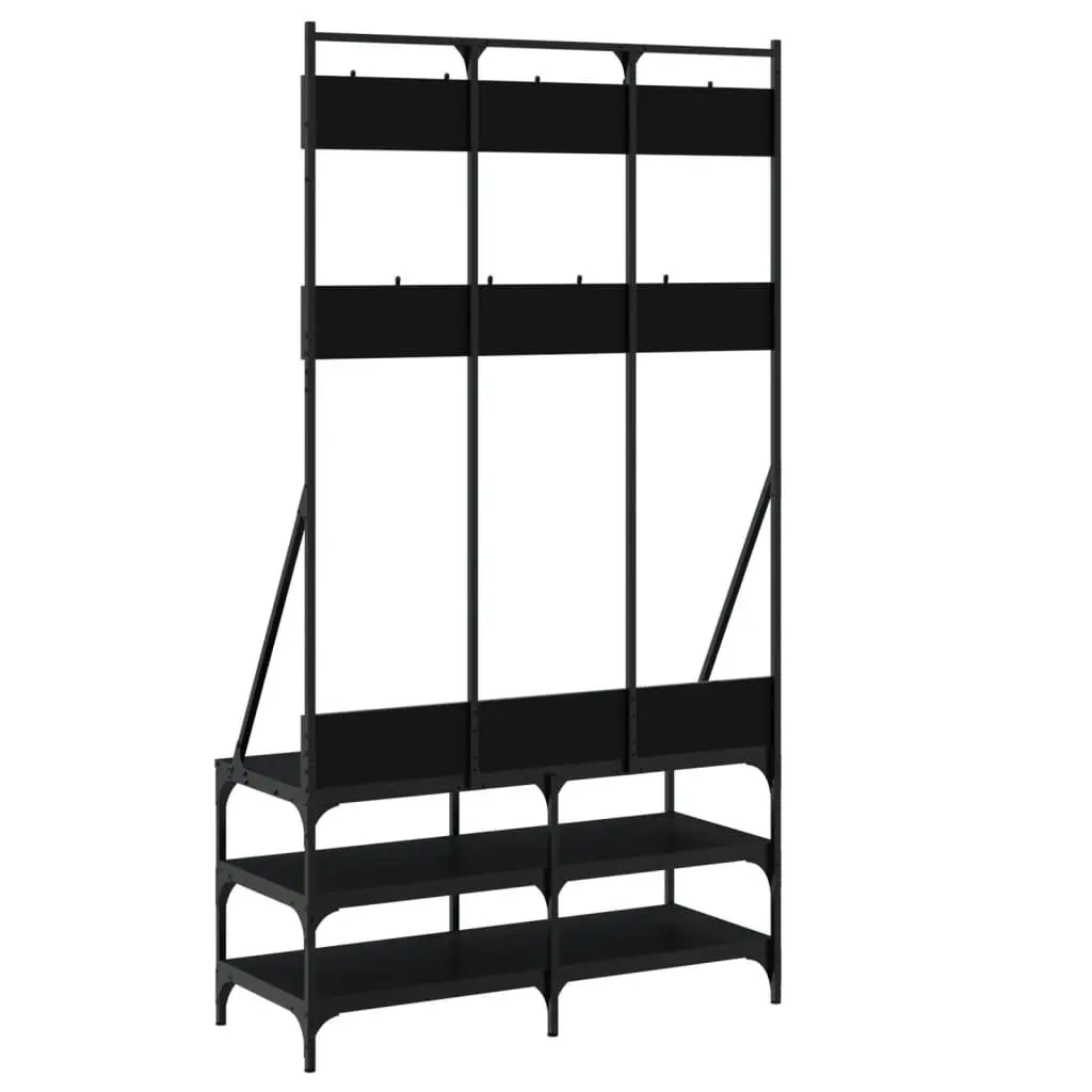 Clothes Rack Shoe Storage Shelves Coat Stand Organiser Black 100x40x184cm