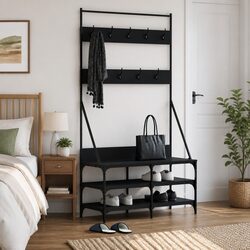 Reliable Clothes Rack with Shoe Storage, Black 100x40x184cm