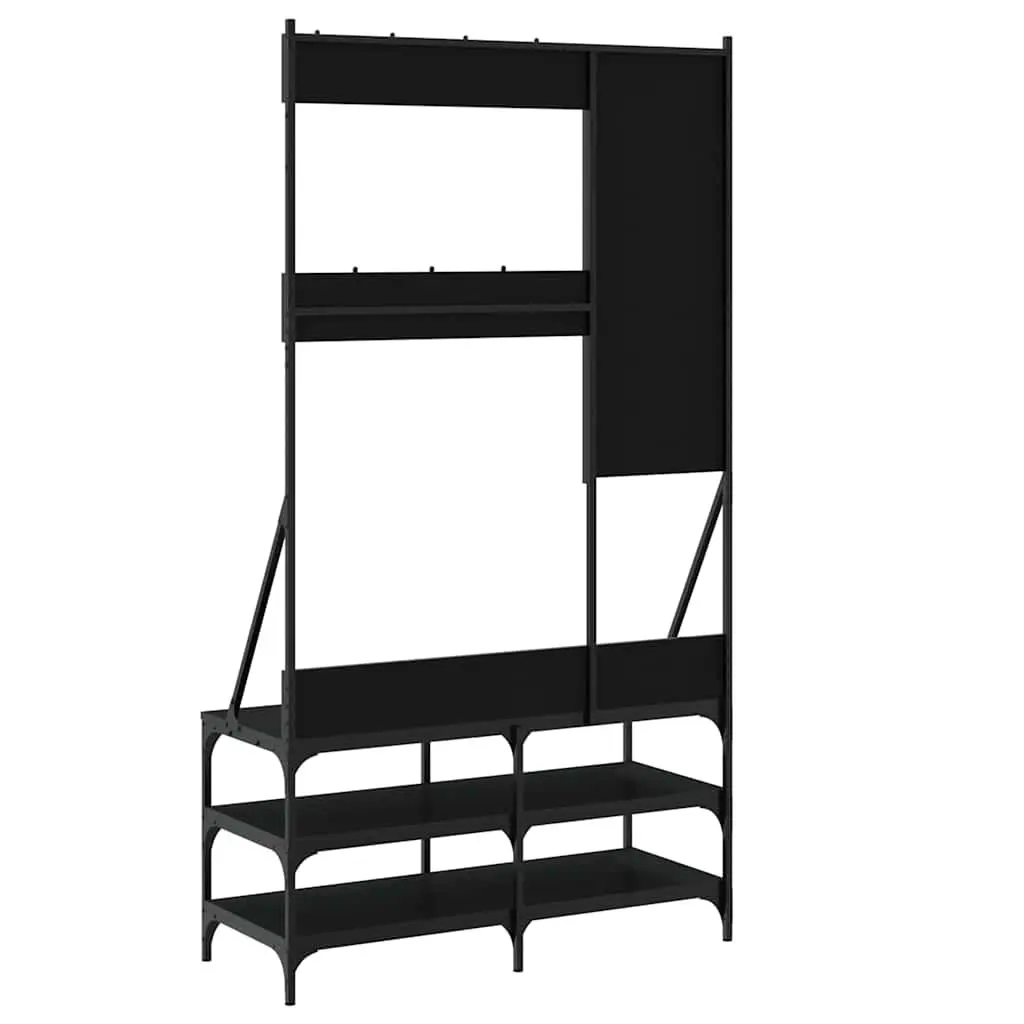 Clothes Rack Shoe Storage Organizer Garment Stand Black 100x40x184cm