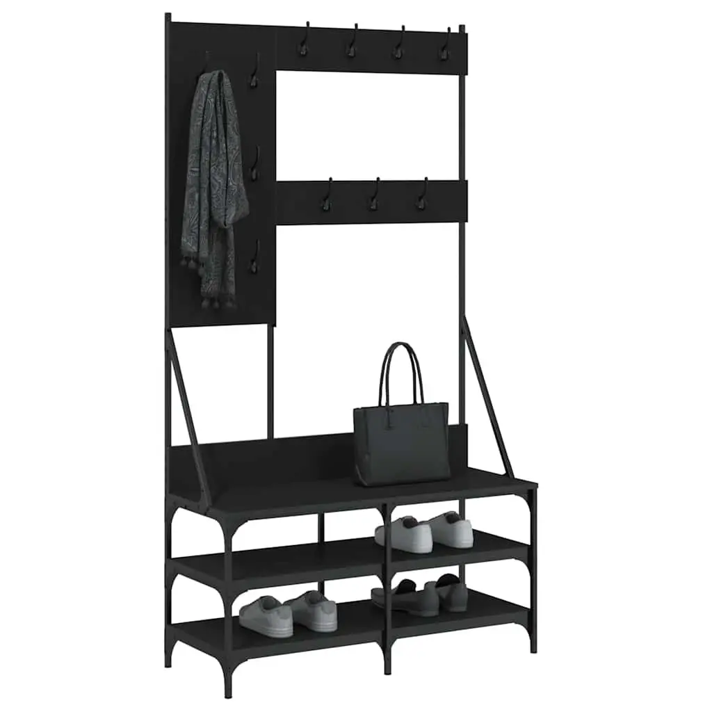 Clothes Rack Shoe Storage Organizer Garment Stand Black 100x40x184cm