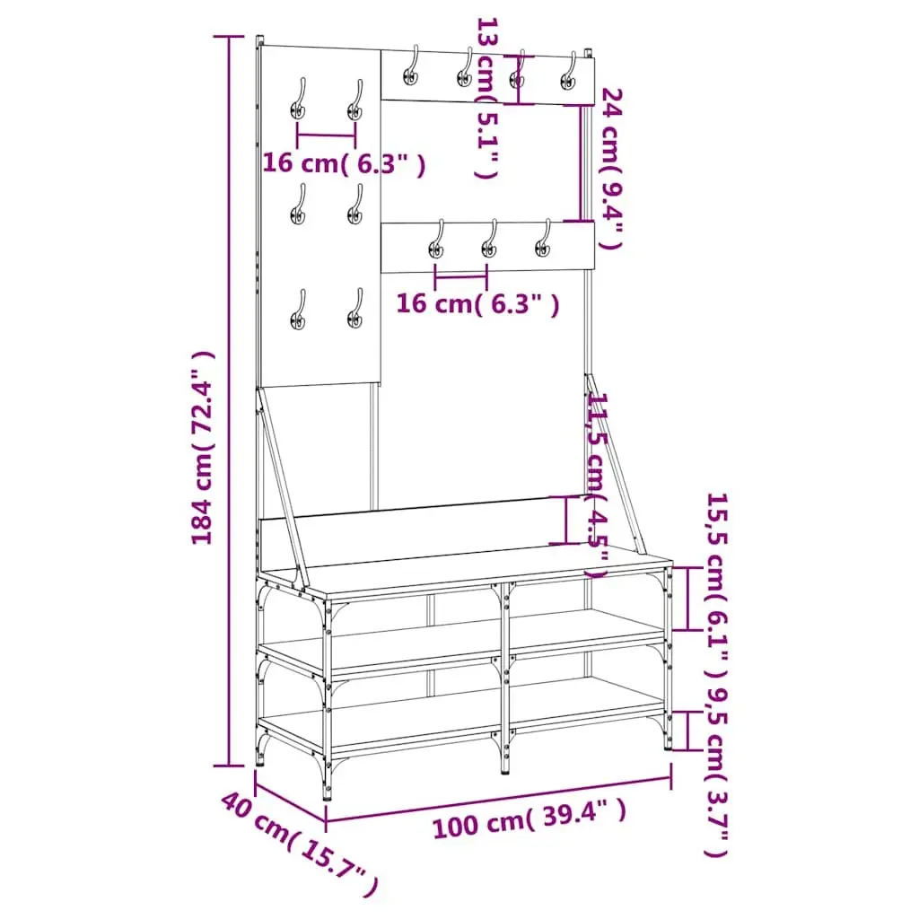 Clothes Rack Shoe Storage Organizer Garment Stand Black 100x40x184cm