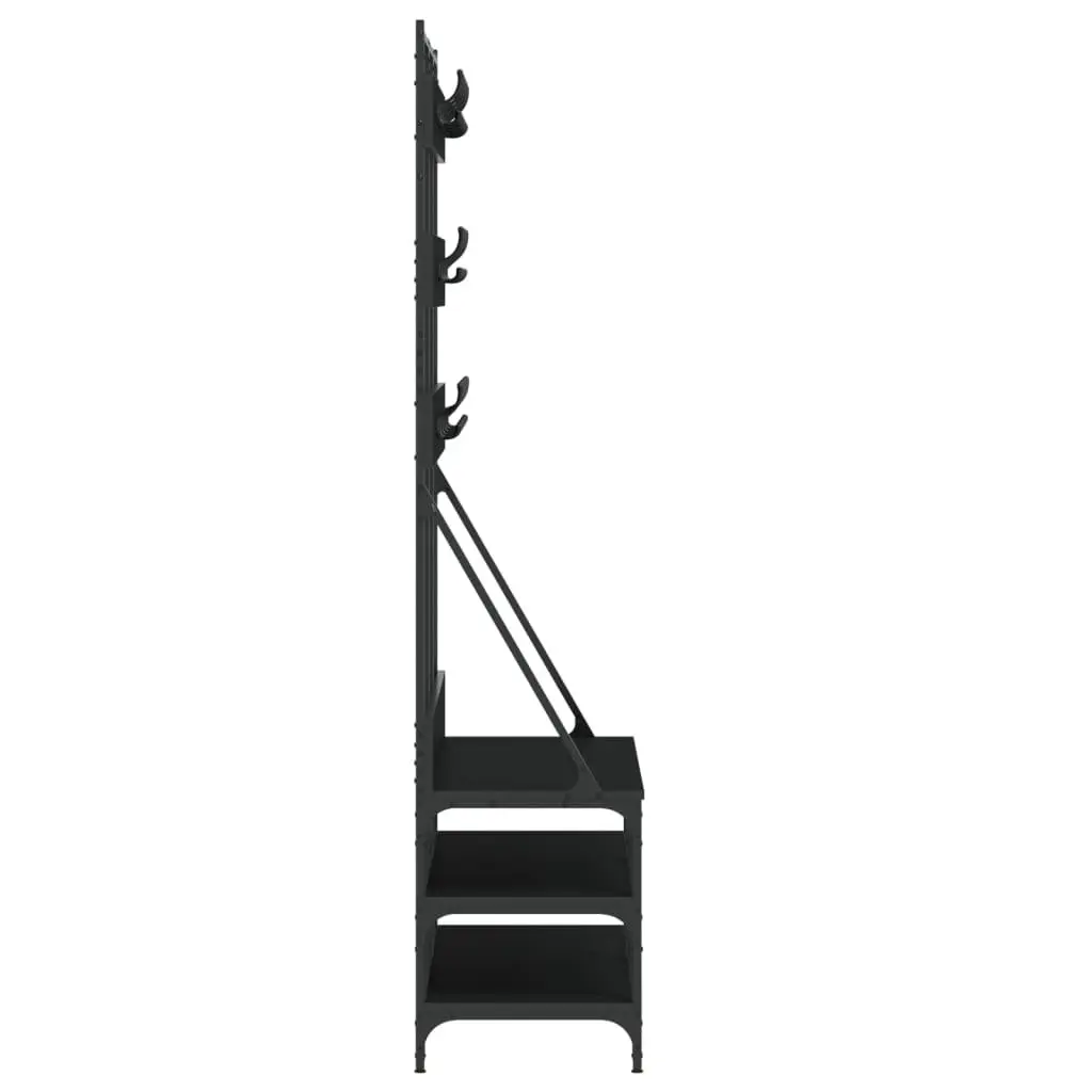 Clothes Rack Shoe Storage Organiser Garment Stand Black 100x40x184cm