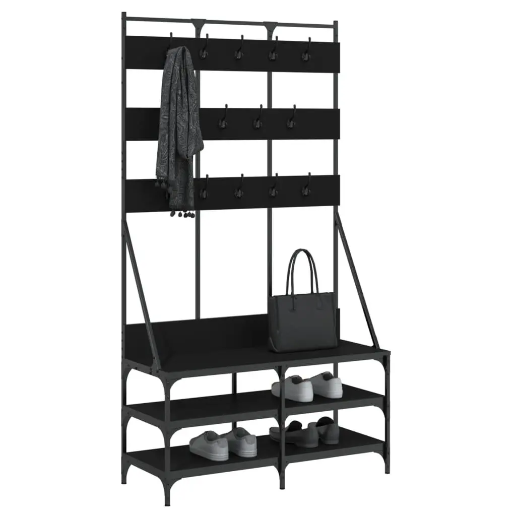 Clothes Rack Shoe Storage Organiser Garment Stand Black 100x40x184cm
