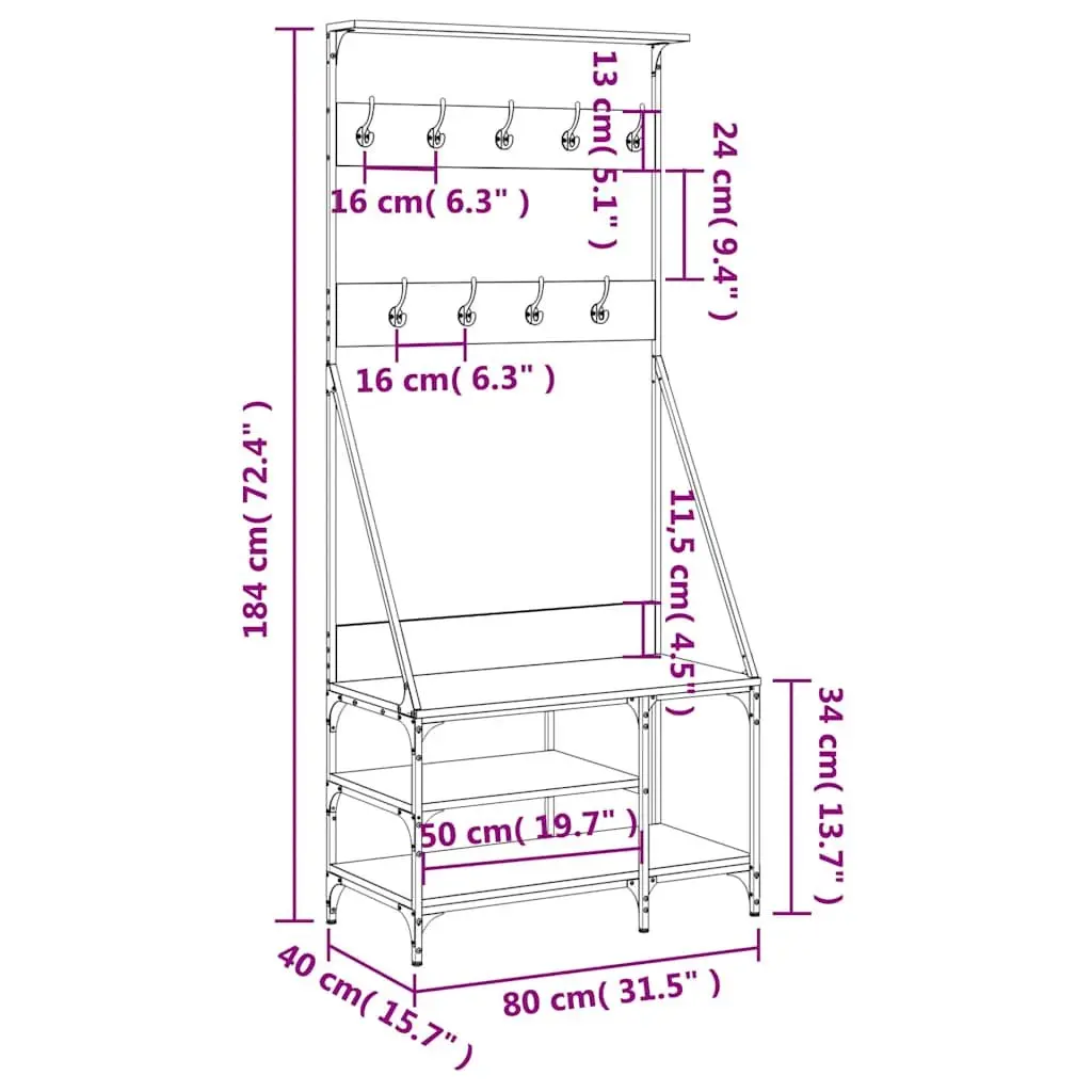 Clothes Rack Shoe Storage Shelves Garment Organiser 80 x 40 x 184 cm Black