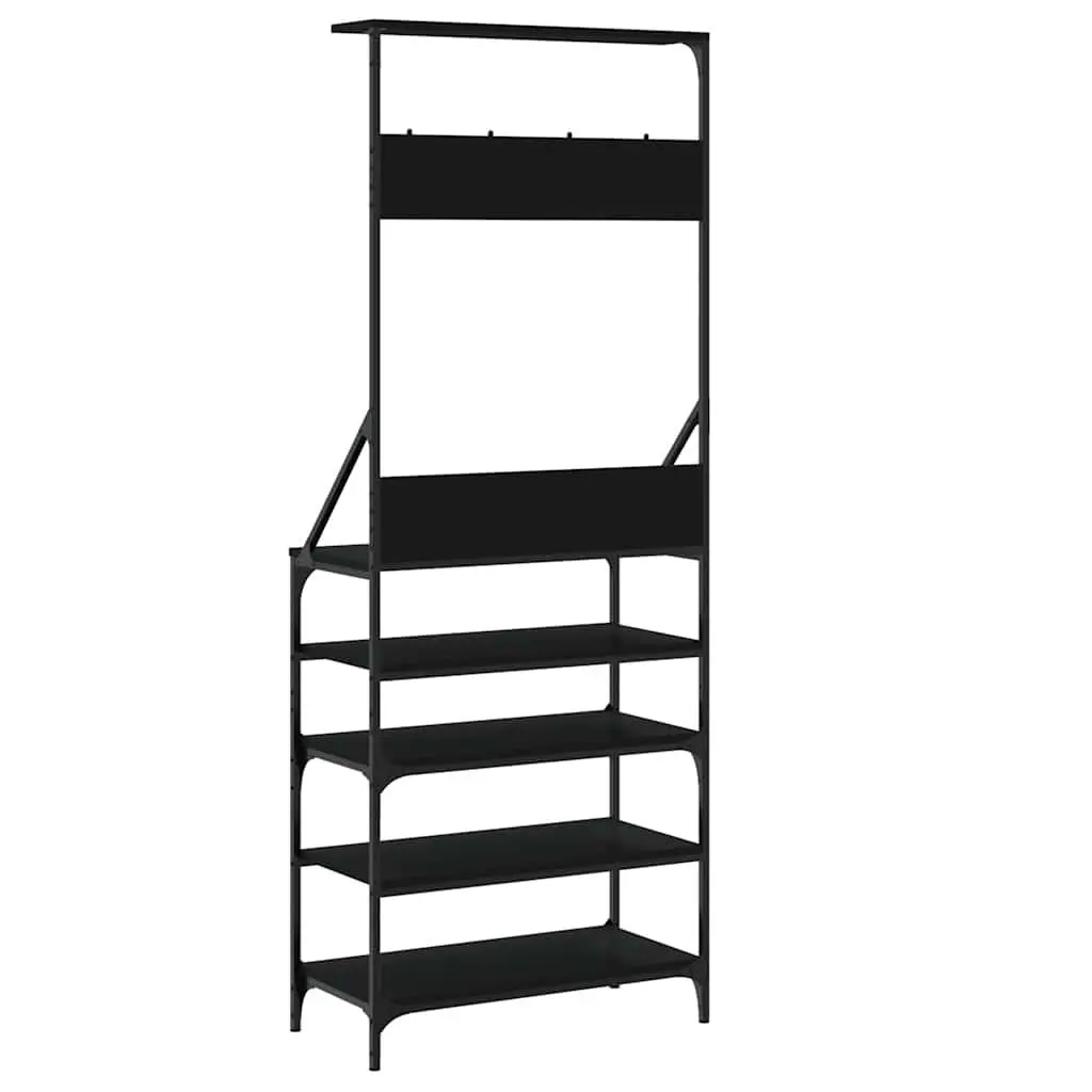 Clothes Rack Shoe Storage Organiser Compact Garment Stand Black 70x34x184cm