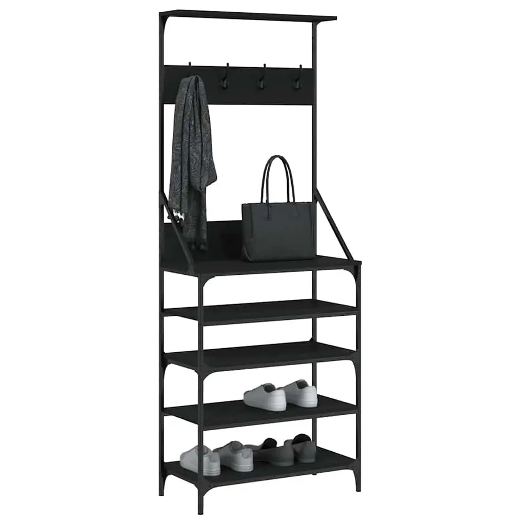 Clothes Rack Shoe Storage Organiser Compact Garment Stand Black 70x34x184cm