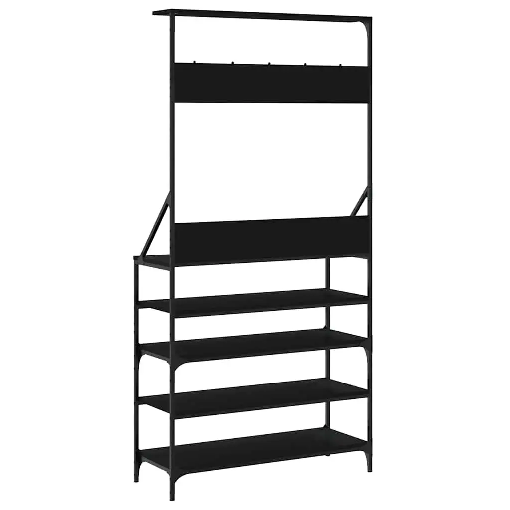 Clothes Rack Shoe Storage Organiser Compact Black 90x34x184 cm
