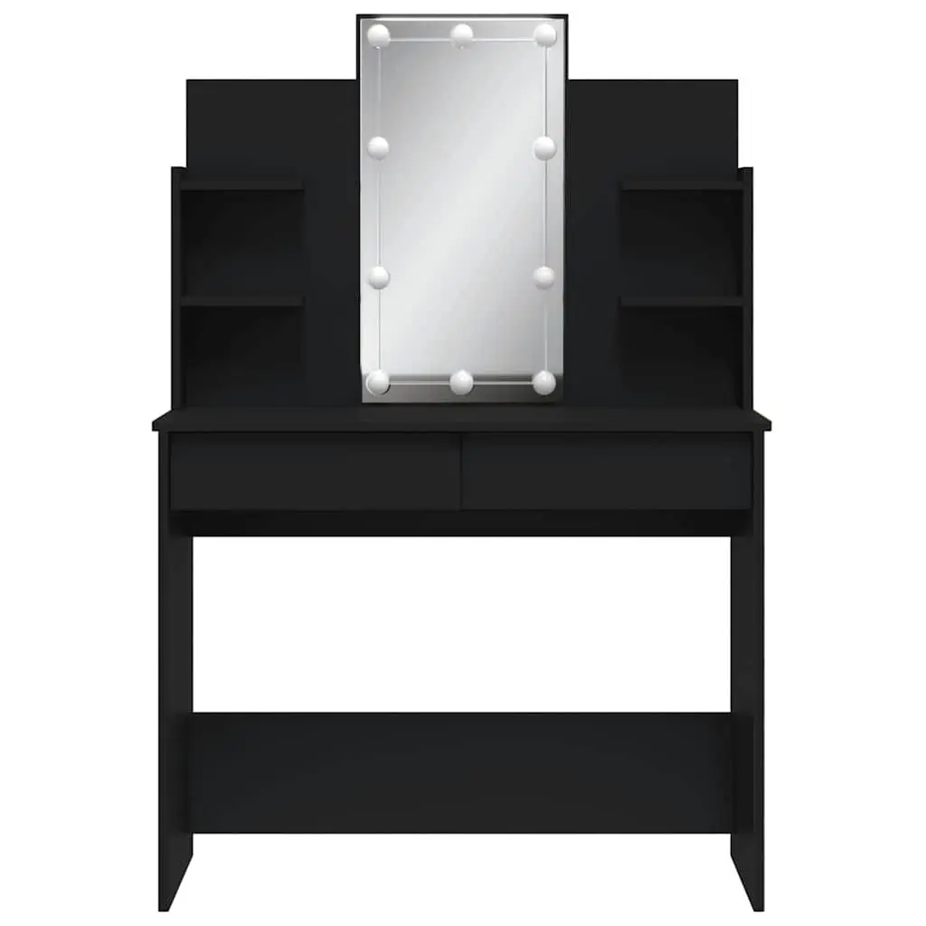 Dressing Table with LED Lights Mirror 2 Drawers Bedroom Vanity Black