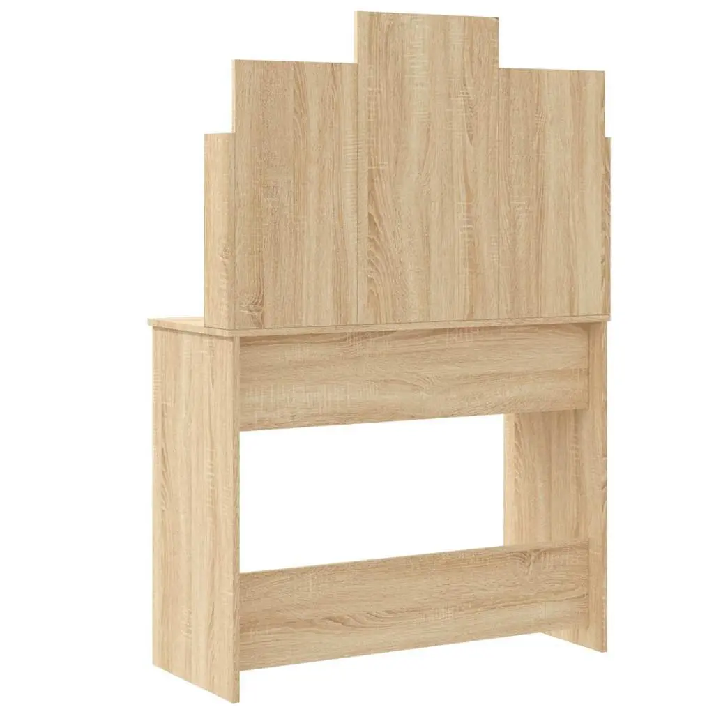Dressing Table Bedroom Makeup Table with Mirror LED Lights Storage Drawers Shelves Brown 96W x 40D x 142H cm