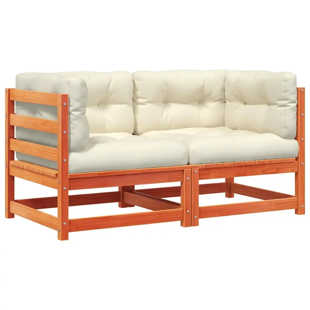 Outdoor Sectional Sofa Unit Garden Modular 2 pcs Wax Brown Solid Wood Pine